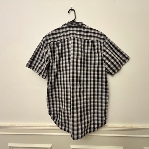 Carhartt Men’s Short Sleeve Button Down Shirt – Black White Plaid – Relaxed Fit - Picture 10 of 16